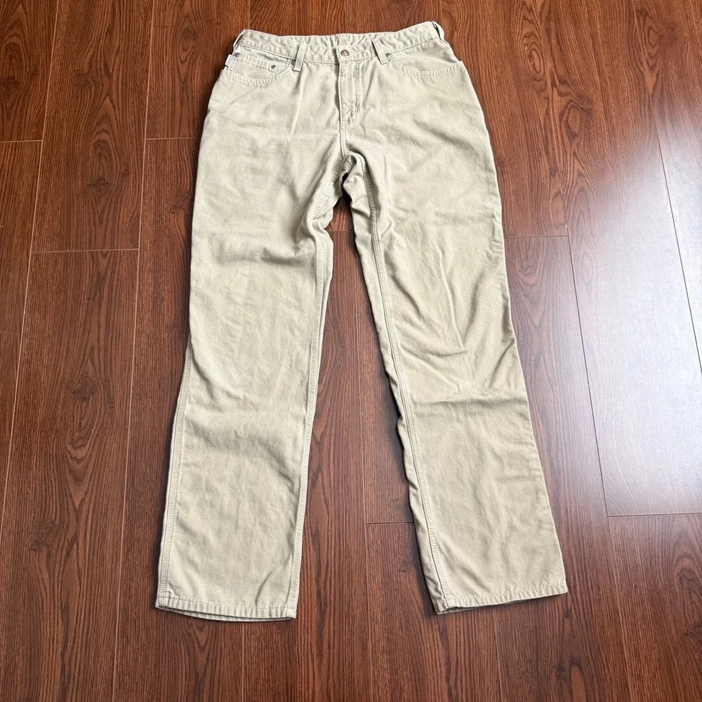 Carhartt Mens Tan Canvas Carpenter Pants Loose Fit Workwear Dungaree 33x32